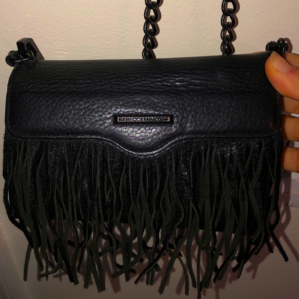 Rebecca Minkoff Black Fringe Chain Purse